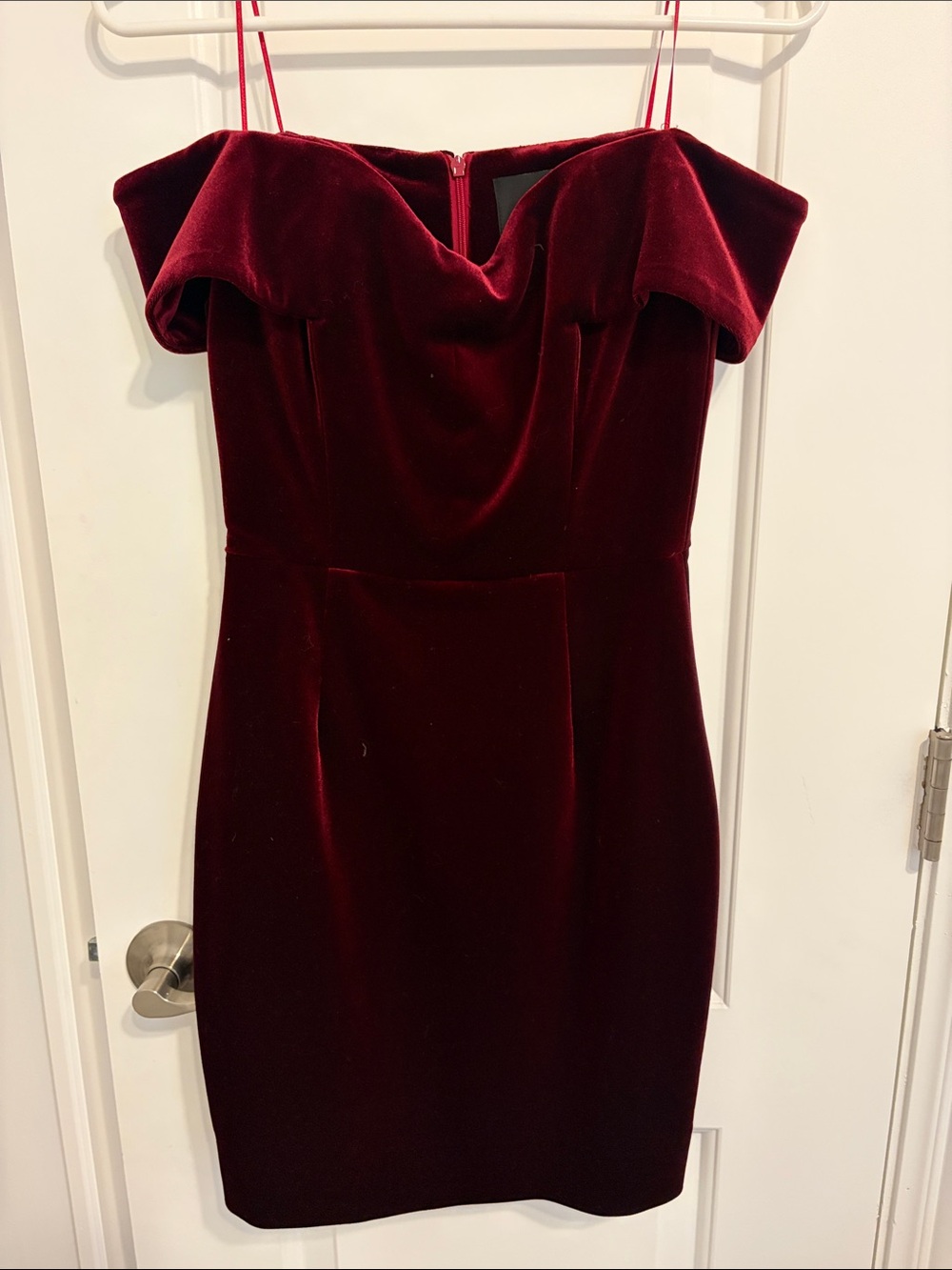 Intermix burgundy velvet off the shoulder mini dress